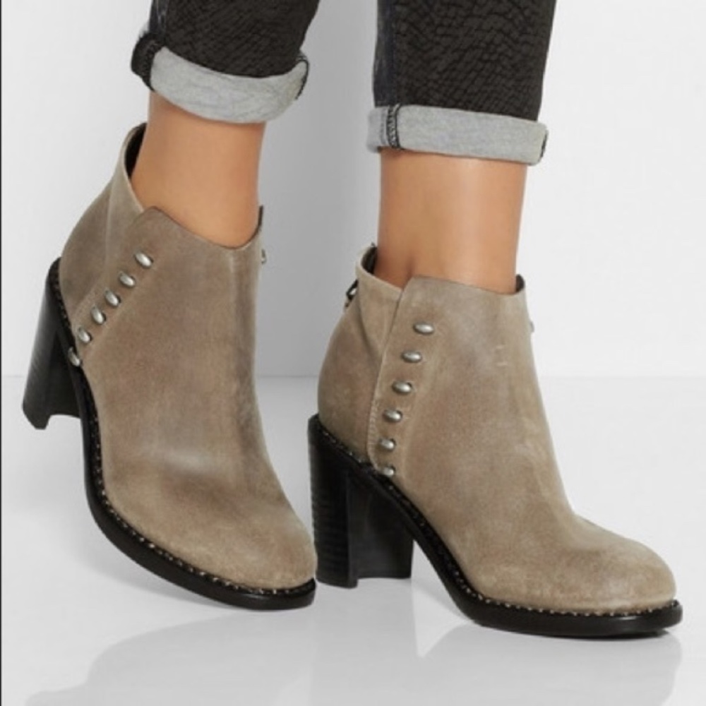 Rag & Bone Brass Stud Suede Ankle Booties